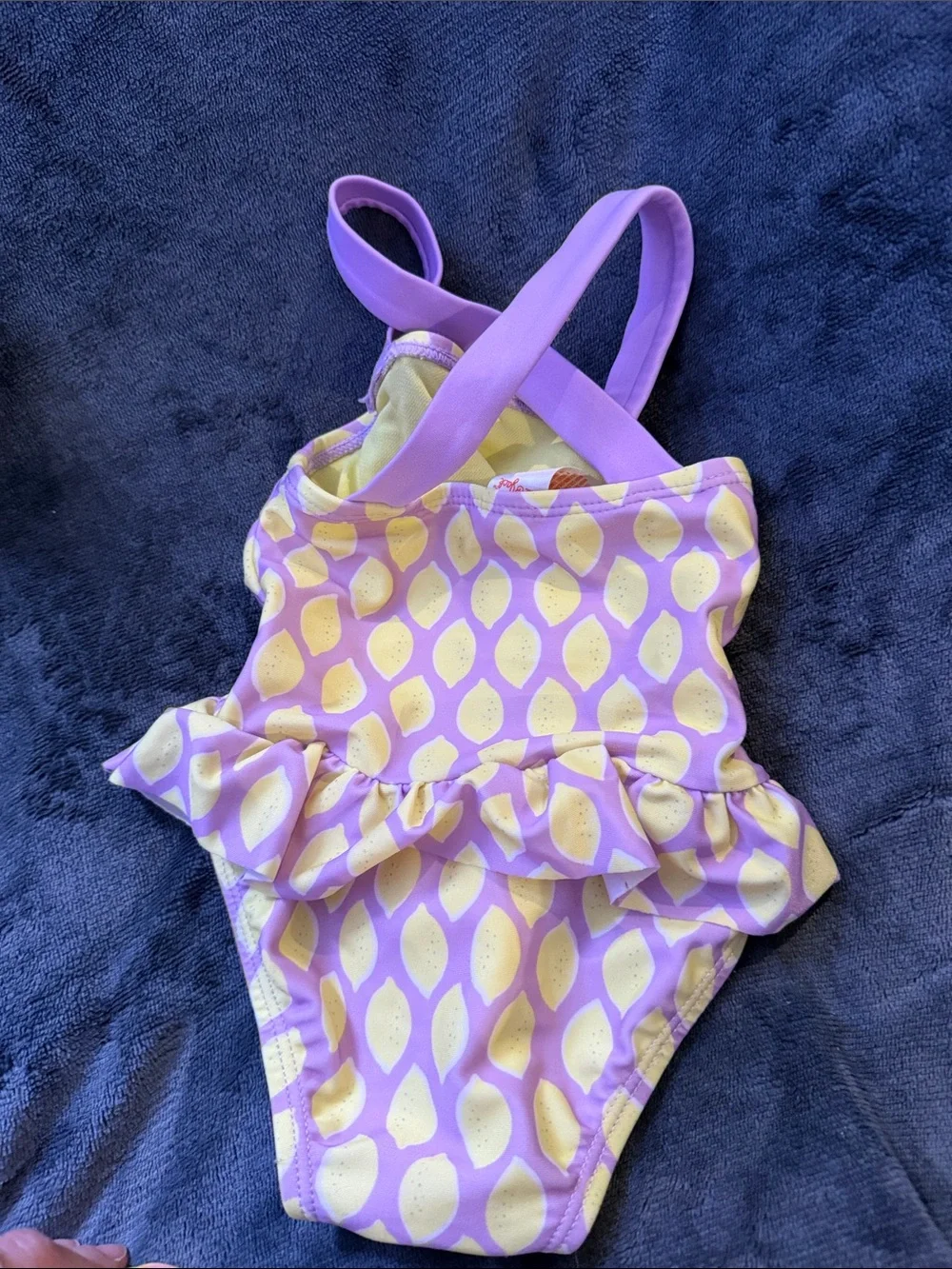 Cat & Jack Lavender and Yellow Lemon Ruffle One-Piece Swimsuit